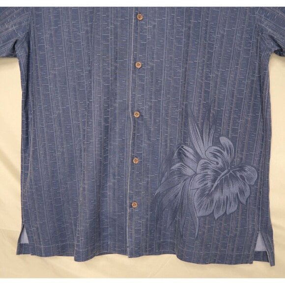 Tommy Bahama 100% Silk Camp Shirt Button Front Blue Tropical Short Sleeves XL - Picture 4 of 11